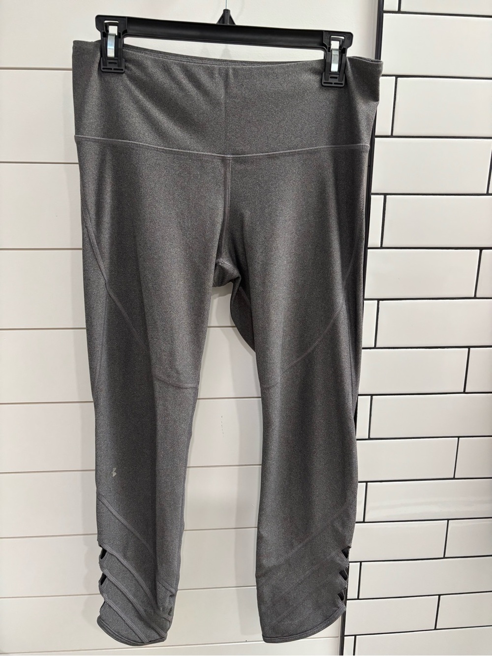 Under Armour Gray Performance Leggings with Ankle Cutouts